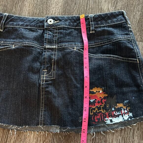 Vintage Marithé François Girbaud Denim Micro Mini Skirt Size 31 Y2K Graphic Logo - Picture 12 of 14